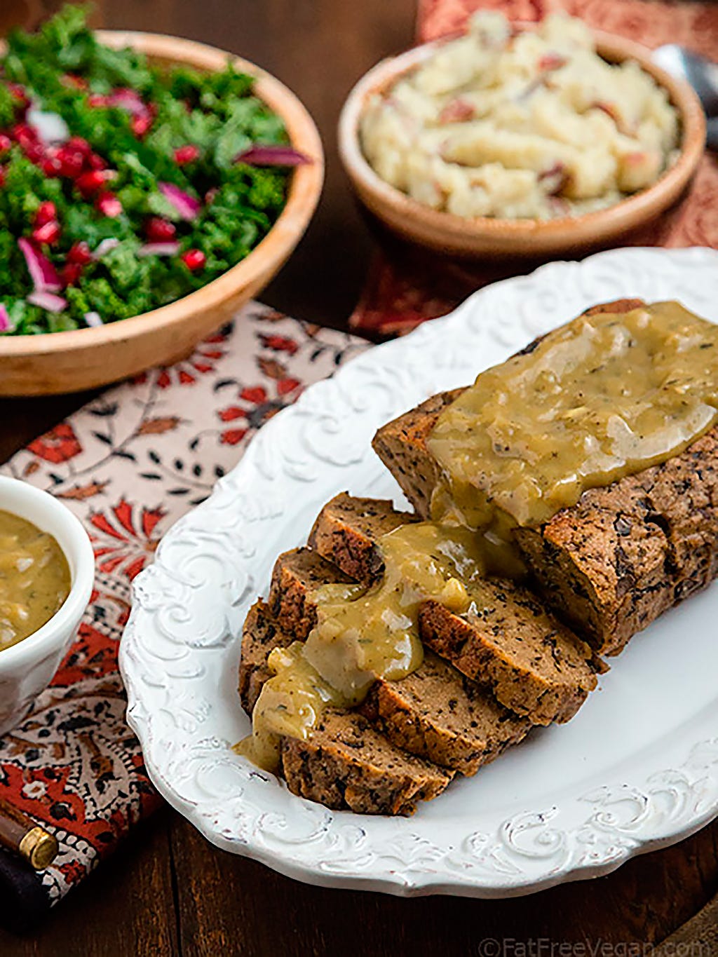 seitán asado con salsa de setas