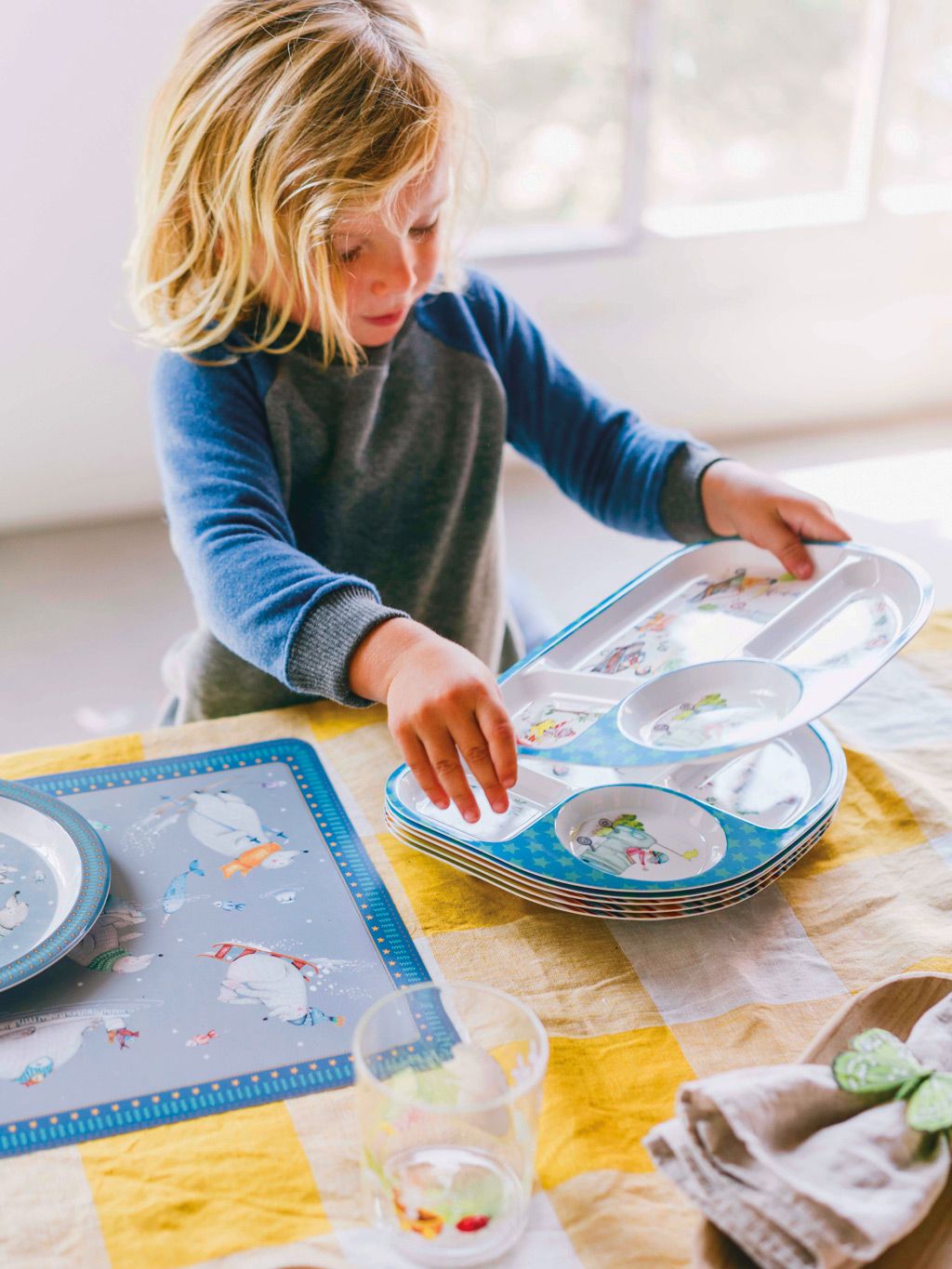 Child, Play, Toddler, Textile, Tableware, Table, Linens, Watercolor paint, Dishware, Child art, 