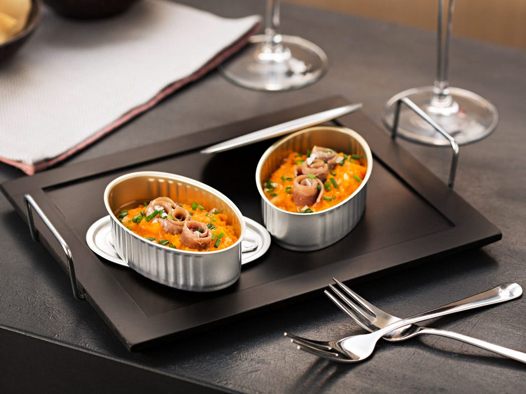 puré de zanahoria con anchoas en salazón