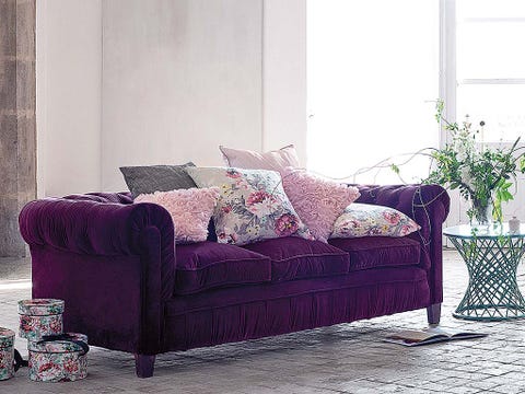 Room, Interior design, Furniture, Wall, Home, Living room, Purple, Throw pillow, Pillow, Interior design, 