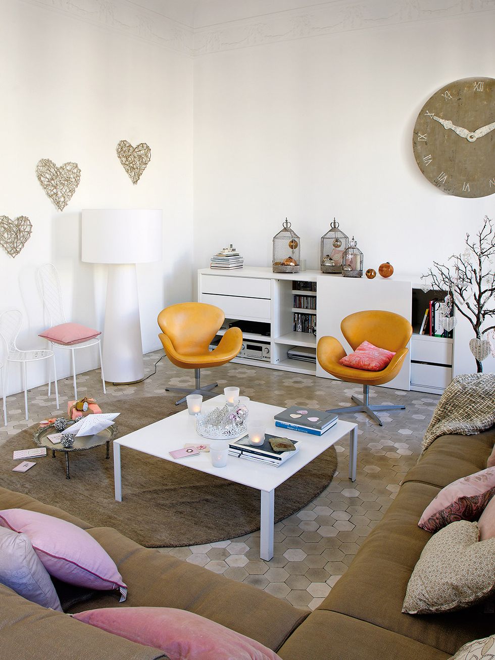 room, interior design, yellow, living room, table, furniture, floor, orange, interior design, wall,