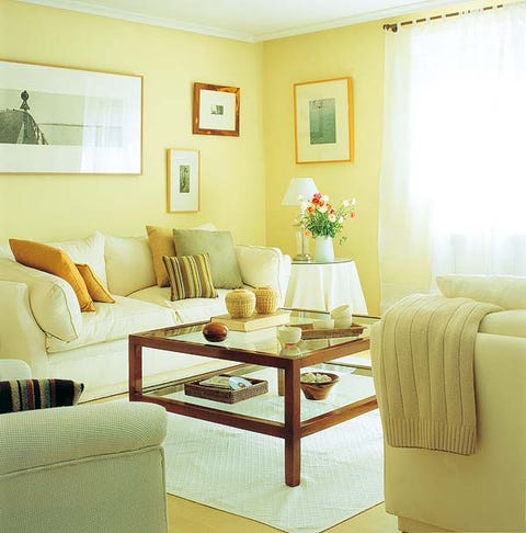 Room, Interior design, Yellow, Floor, Flooring, Furniture, Table, Wall, Interior design, Living room, 