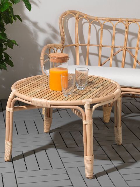 Furniture, Outdoor furniture, Table, Coffee table, Chair, Outdoor table, Wicker, Wood, Room, Bench, 