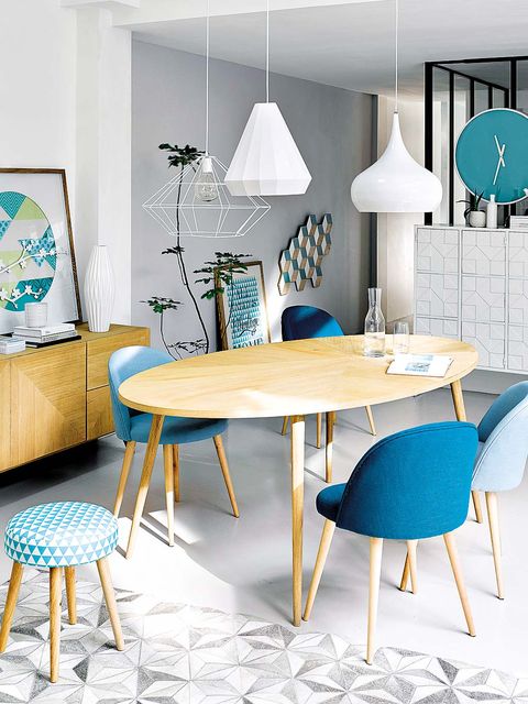 Room, Interior design, Table, Furniture, Floor, Turquoise, Teal, Aqua, Interior design, Design, 