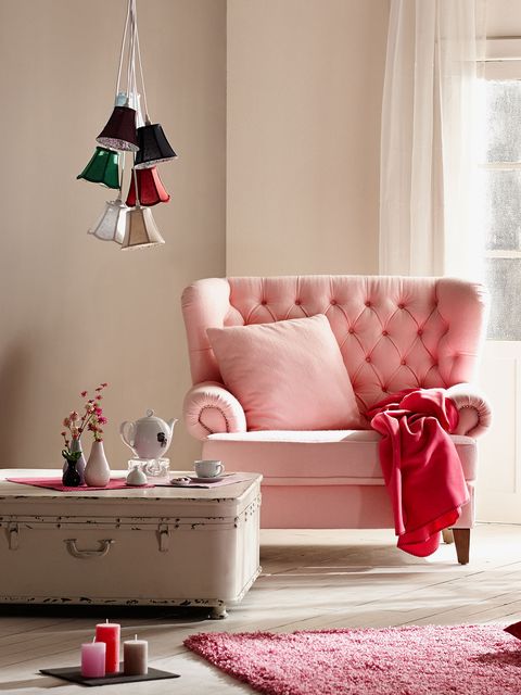 Interior design, Room, Red, White, Pink, Living room, Wall, Interior design, Home, Couch, 
