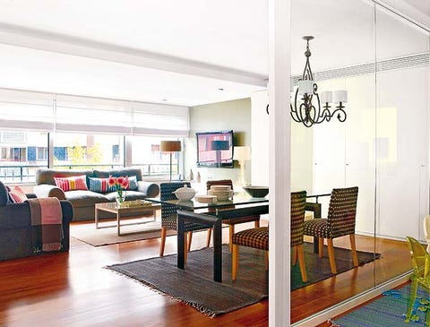 Wood, Floor, Interior design, Room, Flooring, Hardwood, Furniture, Ceiling, Table, Couch, 
