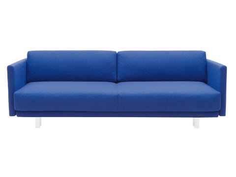Blue, Furniture, Couch, Living room, Electric blue, Interior design, Cobalt blue, Rectangle, Azure, Black, 