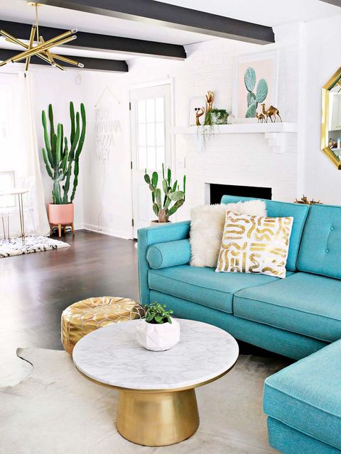 Living room, Room, Furniture, Interior design, Green, Blue, Turquoise, Property, Coffee table, Aqua, 