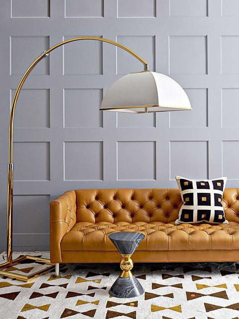 Furniture, Room, Couch, Interior design, Yellow, Living room, Wall, Floor, studio couch, Beige, 
