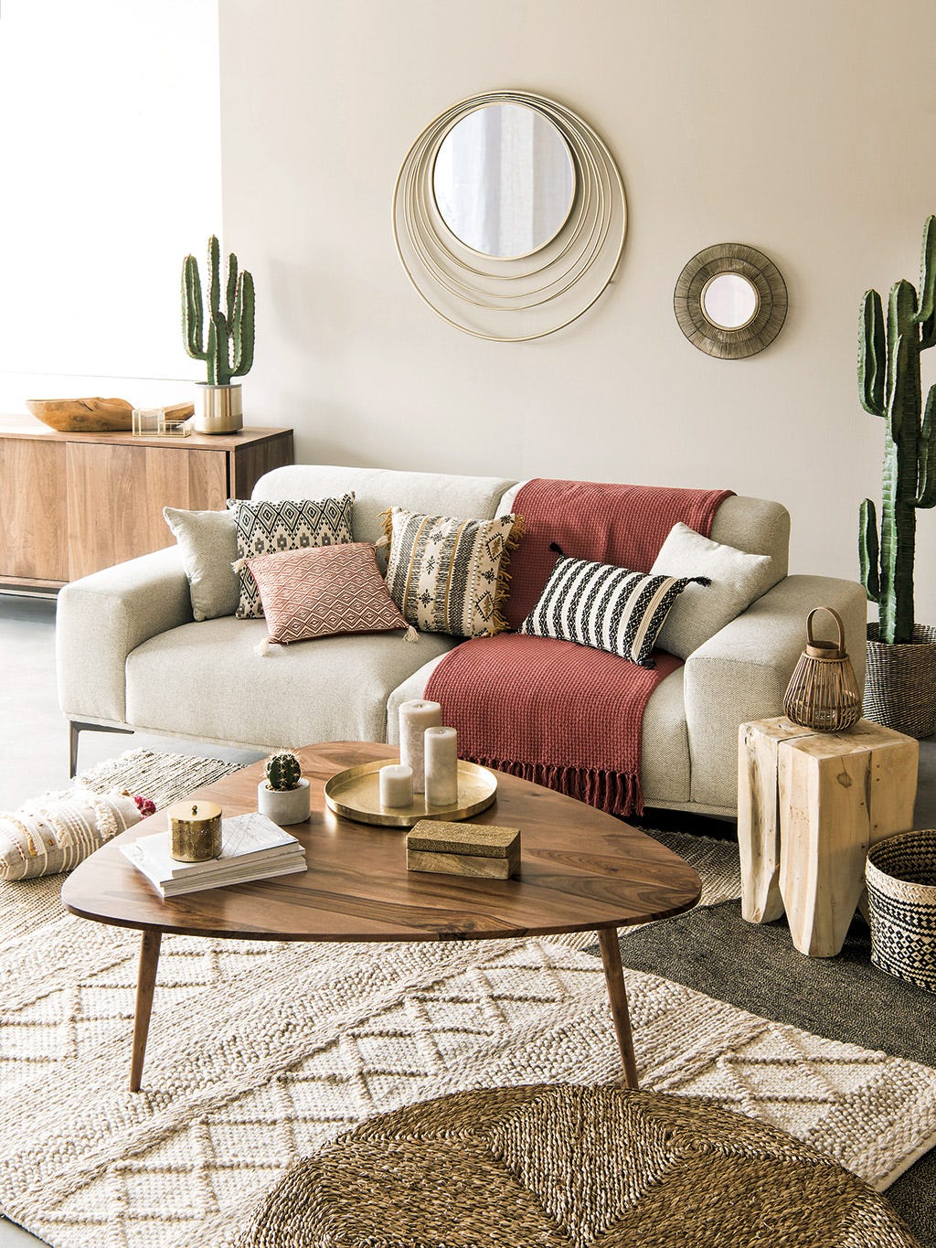 Living room, Furniture, Room, Coffee table, Interior design, Table, Couch, studio couch, Home, Beige, 