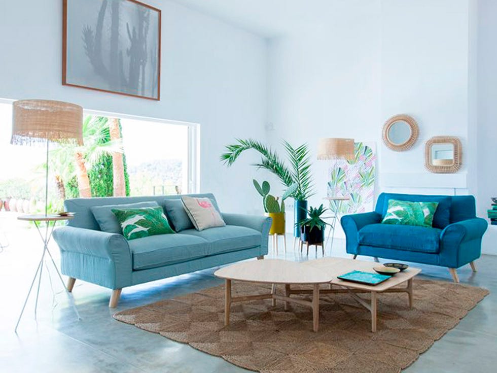 Salón en colores azules