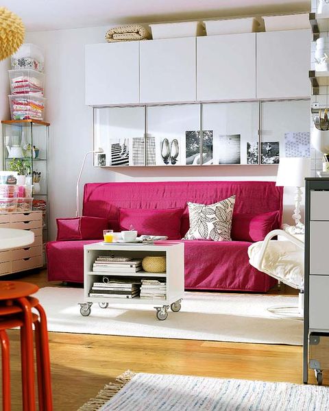 Room, Interior design, Wall, Home, Furniture, Pink, Interior design, Floor, Purple, Flooring, 