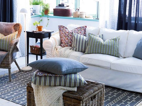 Blue, Interior design, Room, Green, Home, Living room, Furniture, Textile, Wall, Floor, 