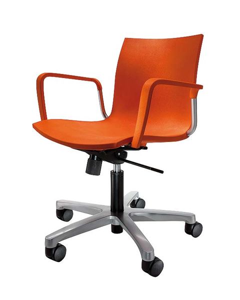 Product, Brown, Office chair, Chair, Orange, Black, Armrest, Material property, Design, Plastic, 