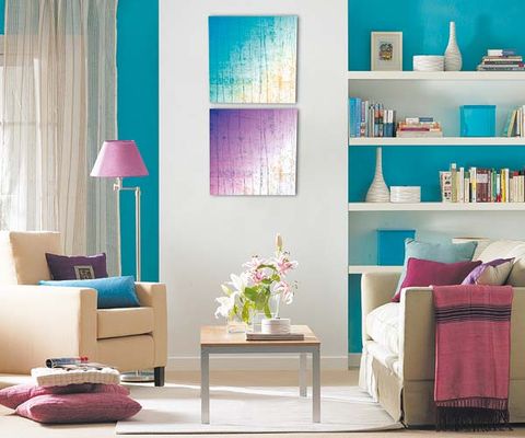 Blue, Room, Interior design, Green, Wall, Teal, Furniture, Turquoise, Pink, Aqua, 