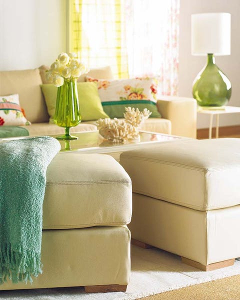 Green, Room, Yellow, Interior design, Textile, Interior design, Lamp, Linens, Teal, Lampshade, 