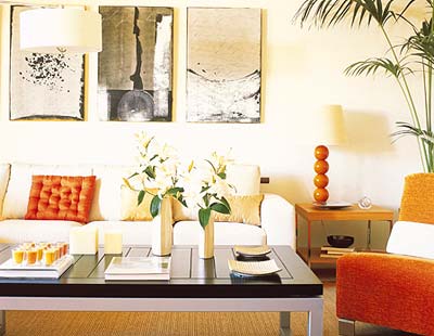 Room, Interior design, Wall, Furniture, Table, Orange, Interior design, Living room, Home, Couch, 