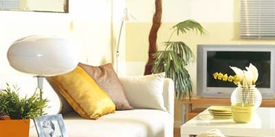 Room, Yellow, Lighting, Wood, Interior design, Property, Wall, Lamp, Home, White, 