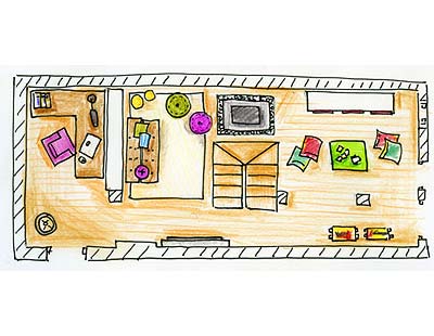 Yellow, Line, Pink, House, Home, Art, Parallel, Rectangle, Cartoon, Artwork, 