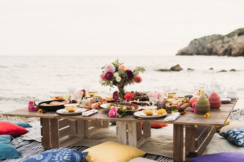 Brunch, Table, Meal, Yellow, Furniture, Sea, Summer, Breakfast, Room, Vacation, 