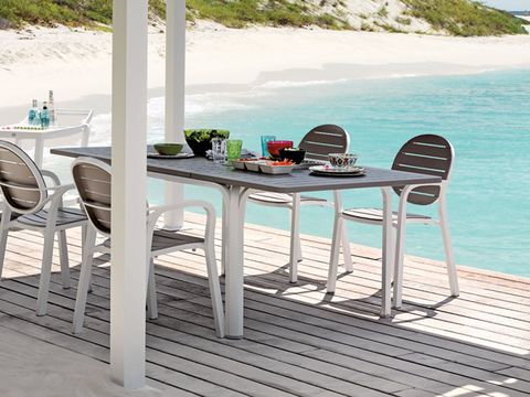 Coastal and oceanic landforms, Table, Furniture, Outdoor table, Outdoor furniture, Shore, Chair, Ocean, Beach, Hardwood, 