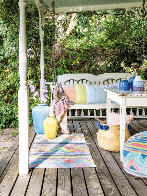 Turquoise, Teal, Majorelle blue, Outdoor table, Aqua, Shade, Deck, Hardwood, Outdoor furniture, Backyard, 
