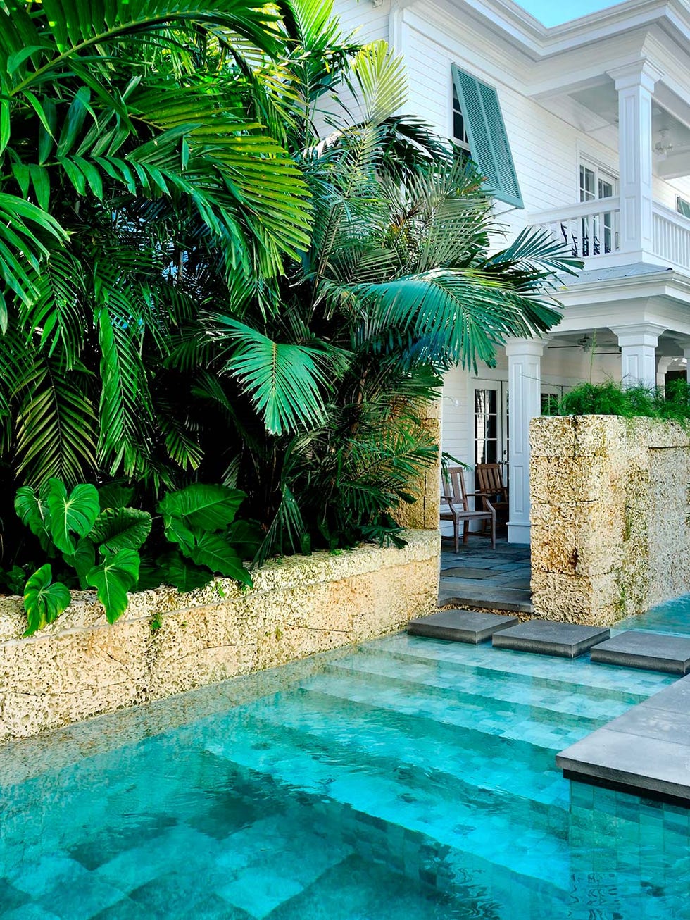Property, Swimming pool, Real estate, House, Building, Palm tree, Tree, Water, Home, Courtyard, 
