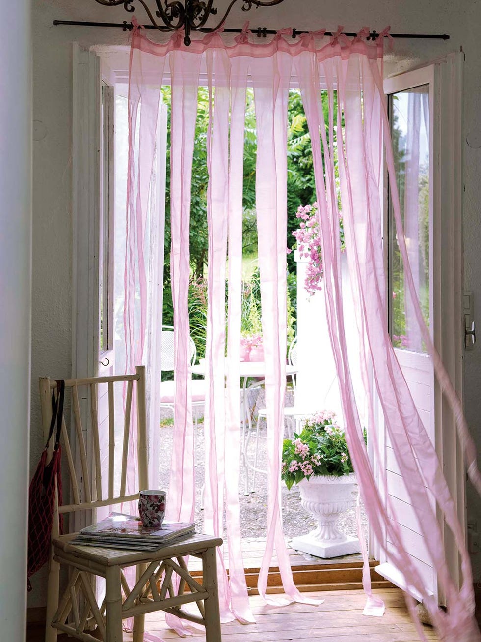Curtain, Window treatment, Interior design, Textile, Purple, Pink, Room, Lavender, Window covering, Window, 