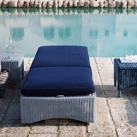 Outdoor furniture, Reflection, Rectangle, Reservoir, Water feature, Outdoor sofa, Reflecting pool, 