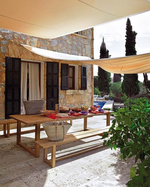 Interior design, Real estate, Ceiling, Shade, Interior design, Evergreen, Outdoor furniture, Outdoor table, Plywood, Lumber, 