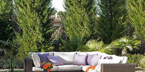 Couch, Living room, Outdoor sofa, Lavender, Home, studio couch, Outdoor furniture, Rectangle, Coffee table, Garden, 