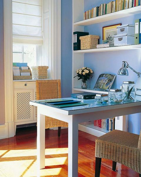Furniture, Desk, Room, Table, Interior design, Computer desk, Shelf, Writing desk, Hutch, Home, 