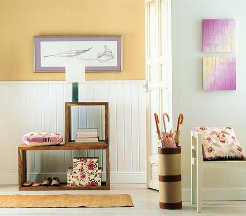 Wood, Room, Interior design, Wall, Interior design, Paint, Picture frame, Hardwood, Linens, Peach, 