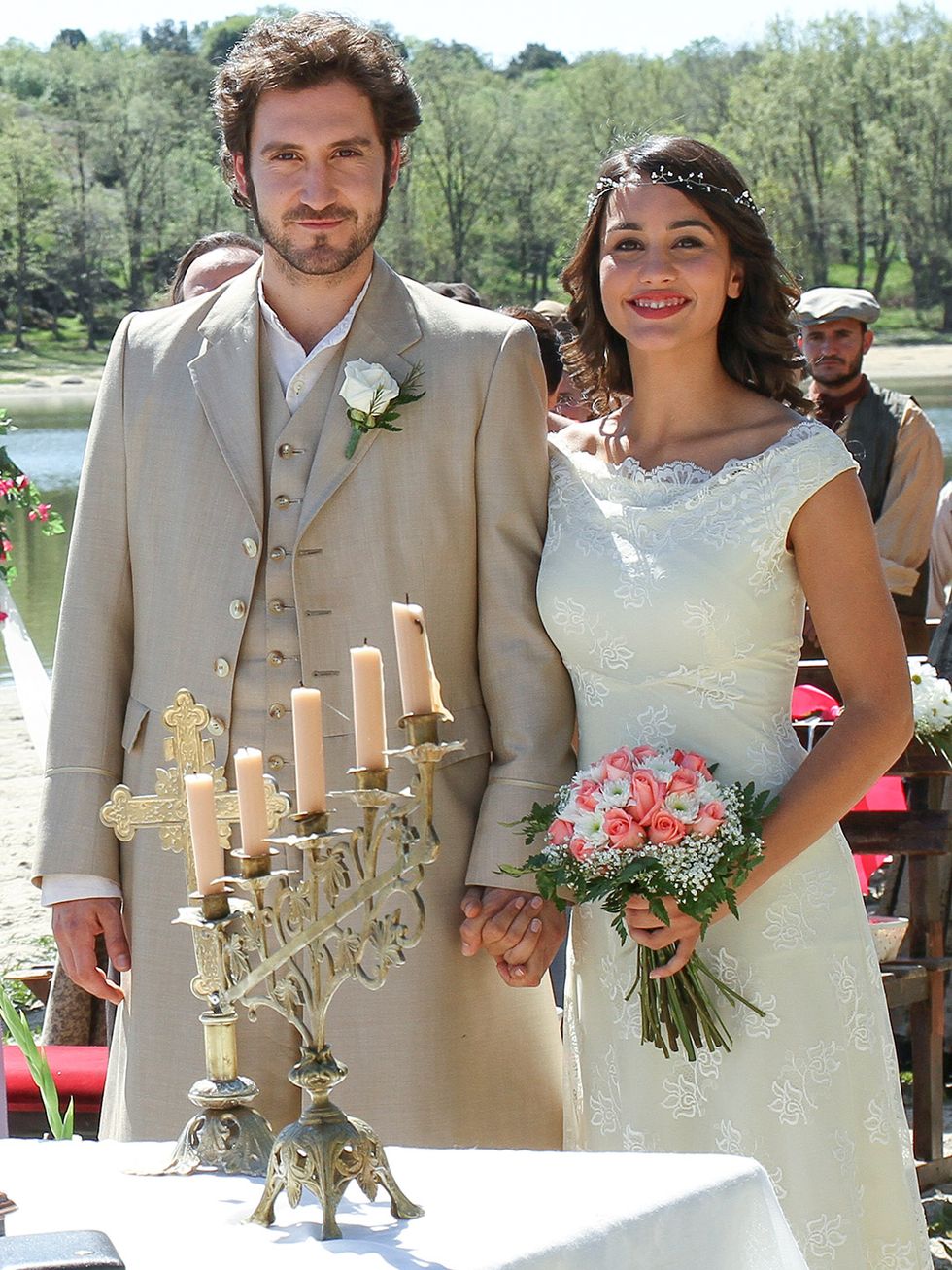 Bride, Gown, Ceremony, Wedding dress, Marriage, Dress, Wedding, Formal wear, Bridal clothing, Event, 