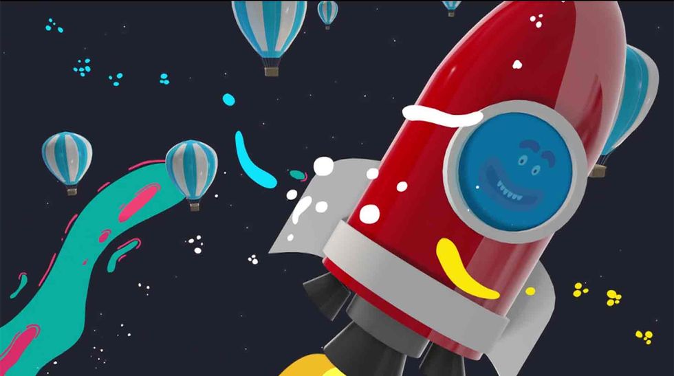 Rocket, Cartoon, Outer space, Astronaut, Illustration, Spacecraft, Space, Graphic design, Animated cartoon, Animation, 