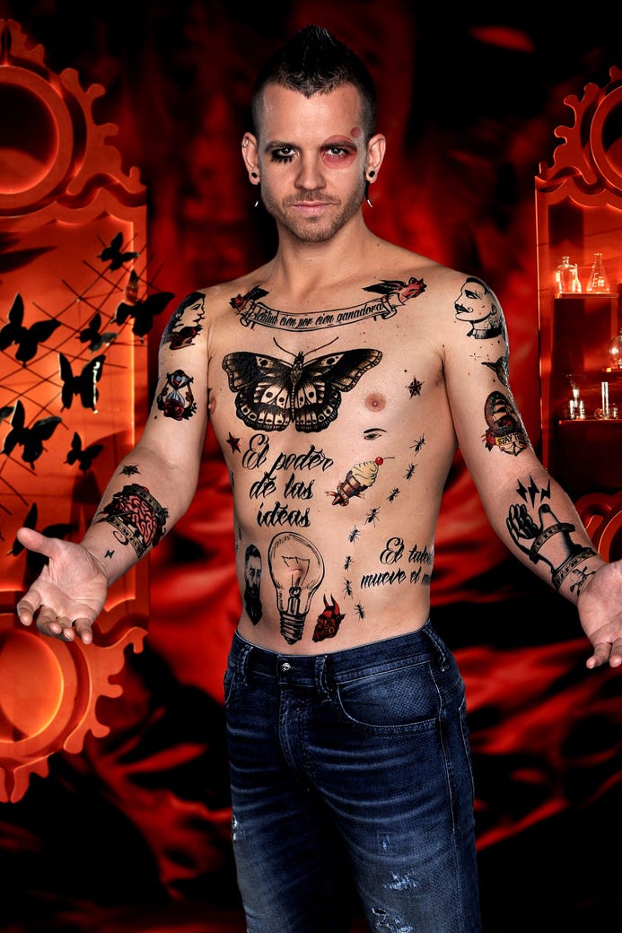 Denim, Tattoo, Chest, Trunk, Muscle, Cool, Facial hair, Abdomen, Barechested, Flash photography, Denim, Tattoo, Chest, Trunk, Muscle, Cool, Facial hair, Abdomen, Barechested, Flash photography,