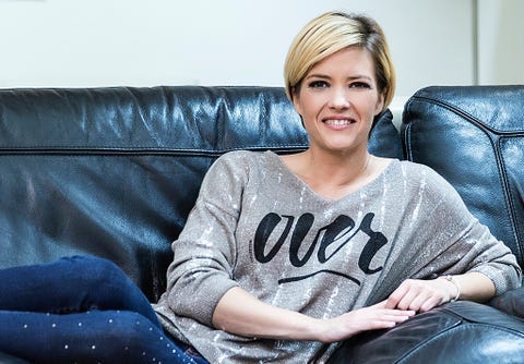 Hair, Sitting, Blue, Beauty, Jeans, Hairstyle, Cool, Couch, Blond, Smile, 