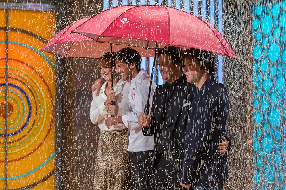 Umbrella, Yellow, Rain, Fashion accessory, Temple, 