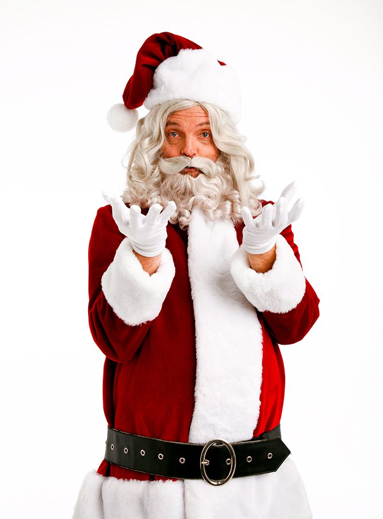 Santa claus, Christmas, Fictional character, Facial hair, Christmas eve, Beard, Gesture, Costume, 