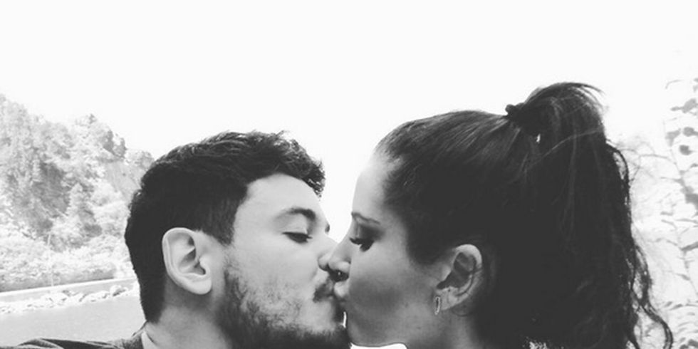 Photograph, Kiss, Love, Romance, Forehead, Black-and-white, Interaction, Nose, Monochrome photography, Cheek, 