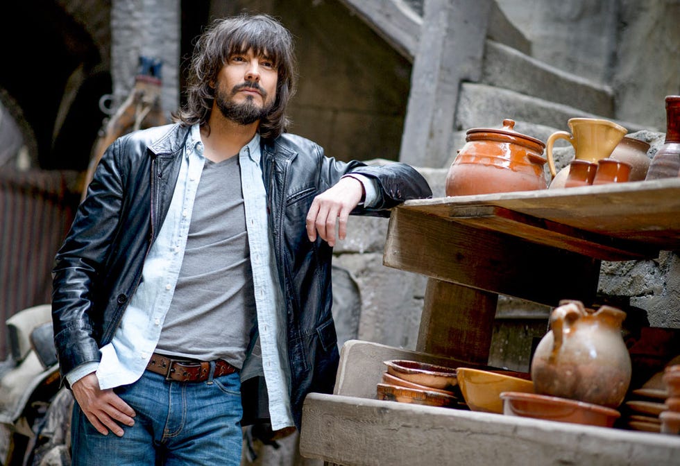 Jacket, Trousers, Denim, Serveware, Jeans, Shirt, Textile, Outerwear, Dress shirt, Beard, 