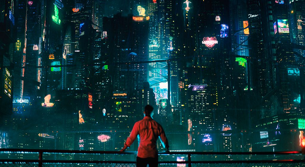 Metropolis, Metropolitan area, Green, Human settlement, City, Urban area, Night, Cityscape, Midnight, Digital compositing, 