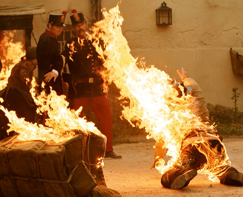 Human, Heat, Fire, Flame, Performance art, Stunt performer, Tradition, Pollution, Bench, Boot, 