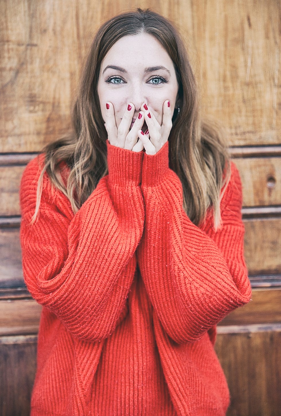 Face, Red, Lip, Head, Nose, Orange, Beauty, Pink, Skin, Cheek, 