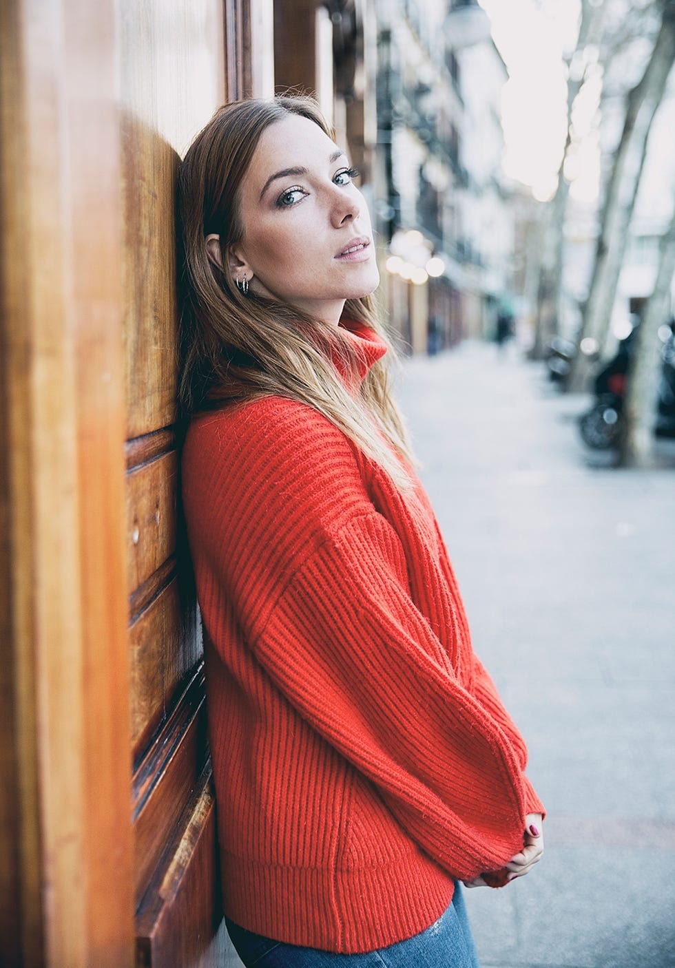 Hair, Red, Face, Clothing, Beauty, Lip, Yellow, Fashion, Orange, Skin, 