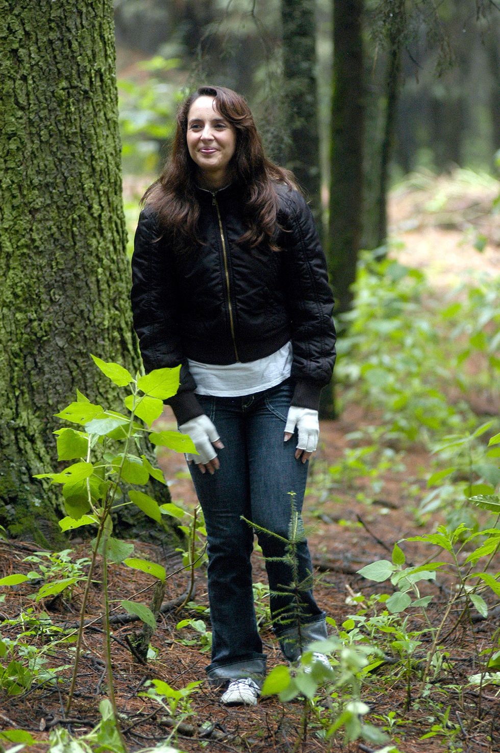 Jeans, Leaf, People in nature, Forest, Denim, Groundcover, Soil, Old-growth forest, Terrestrial plant, Woodland, 