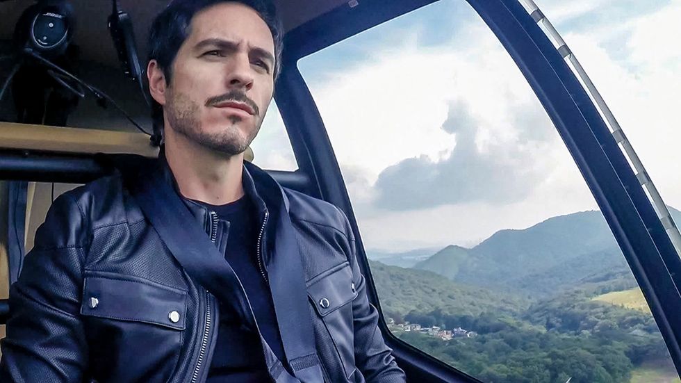 Jacket, Leather, Cool, Leather jacket, Outerwear, Sky, Textile, Photography, Black hair, Facial hair, 