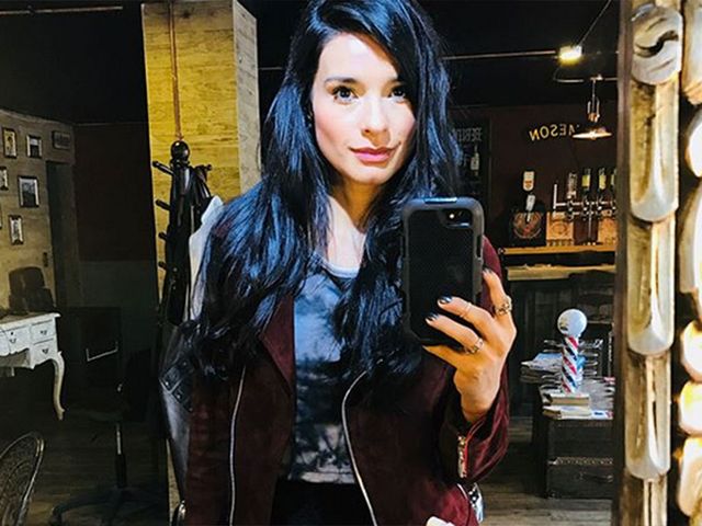 Selfie, Black hair, Lip, Long hair, Photography, Leather, Leather jacket, Outerwear, Textile, Jacket, 