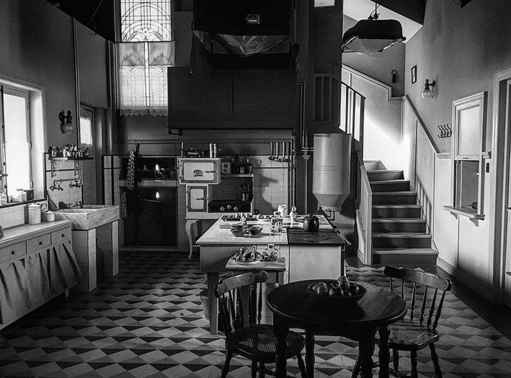 Room, Lighting, Interior design, Furniture, Ceiling, Floor, Black-and-white, Monochrome photography, Light fixture, Countertop, 