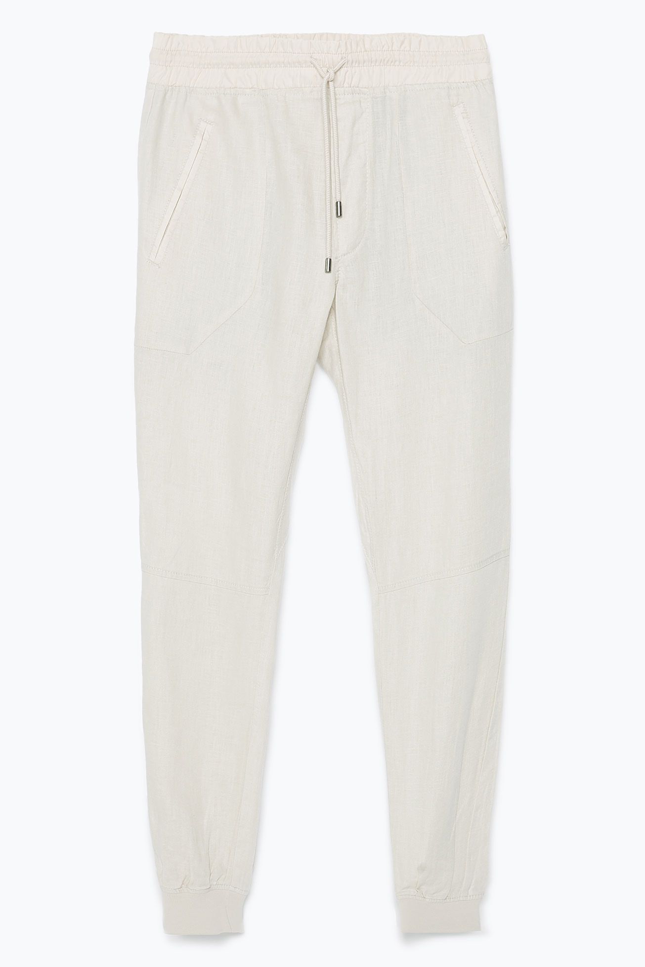 mens white linen jogger pants